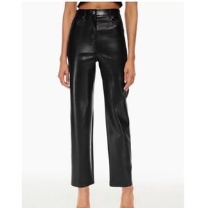 Aritzia Wilfred Straight Leg Faux Leather Pants Black 4